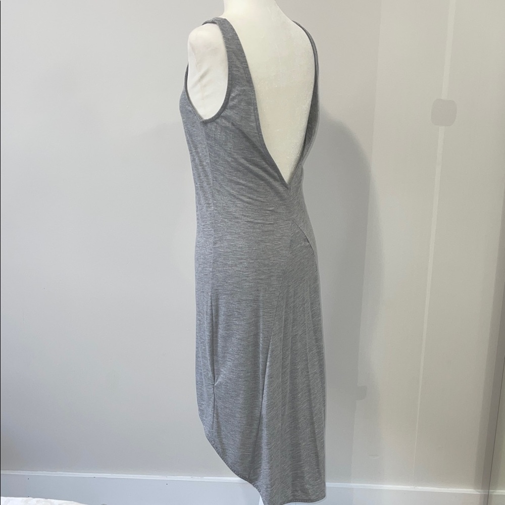 Elegant Gray Sleeveless High Low Dress With Open Back